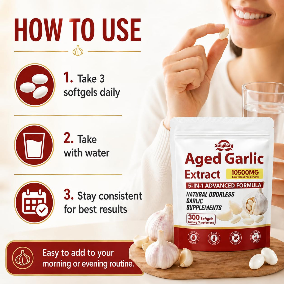 Aged Garlic Extract Supplements, 300 Softgels T29651