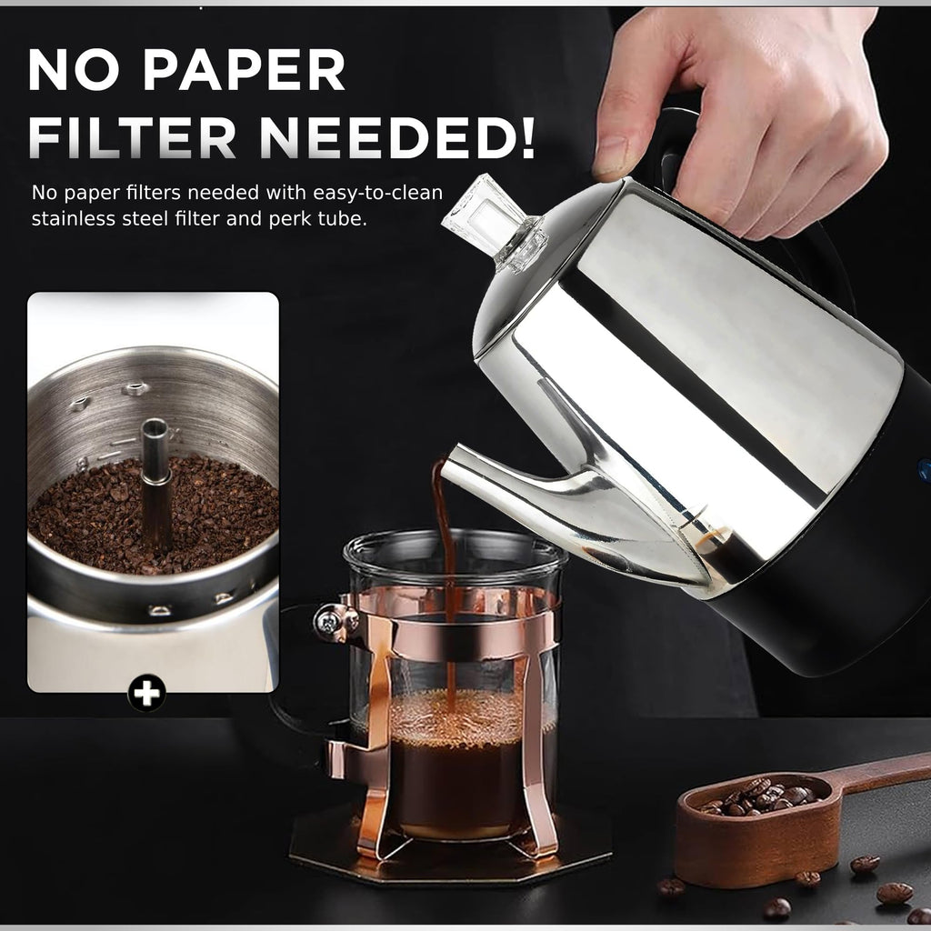 10 Cup Stainless Steel Electric Percolator Coffee Pot N6287