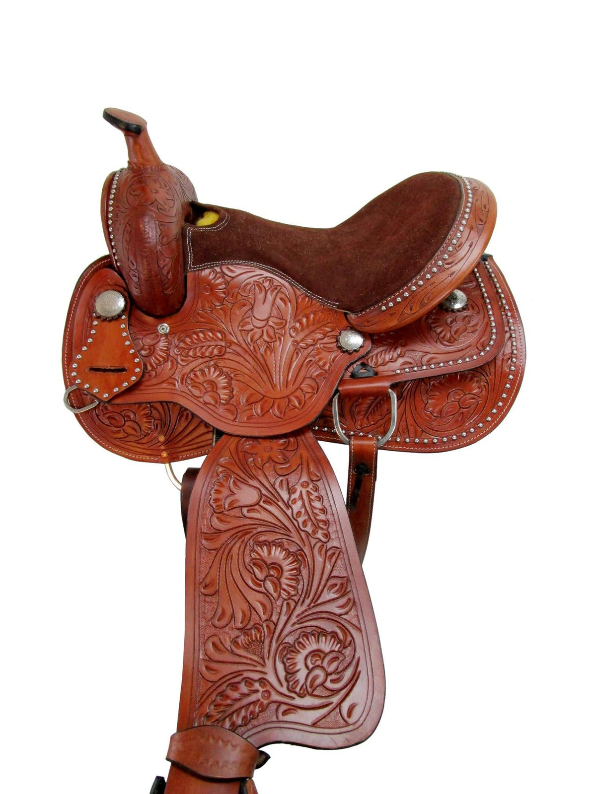 Tooled Leather Western Horse Saddle 15 16 17 18 G706