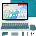 Android 15 Tablet 10.1 Inch 2 in 1 with Keyboard 8GB RAM 32GB ROM Quad-core IPS HD Touch Screen O613504