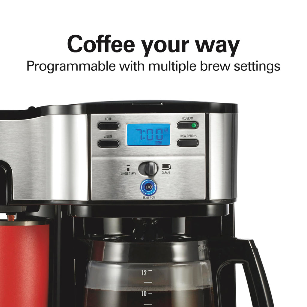2-Way Coffee Maker, Single-Serve and 12-Cup Pot, Black/Stainless Steel M90680