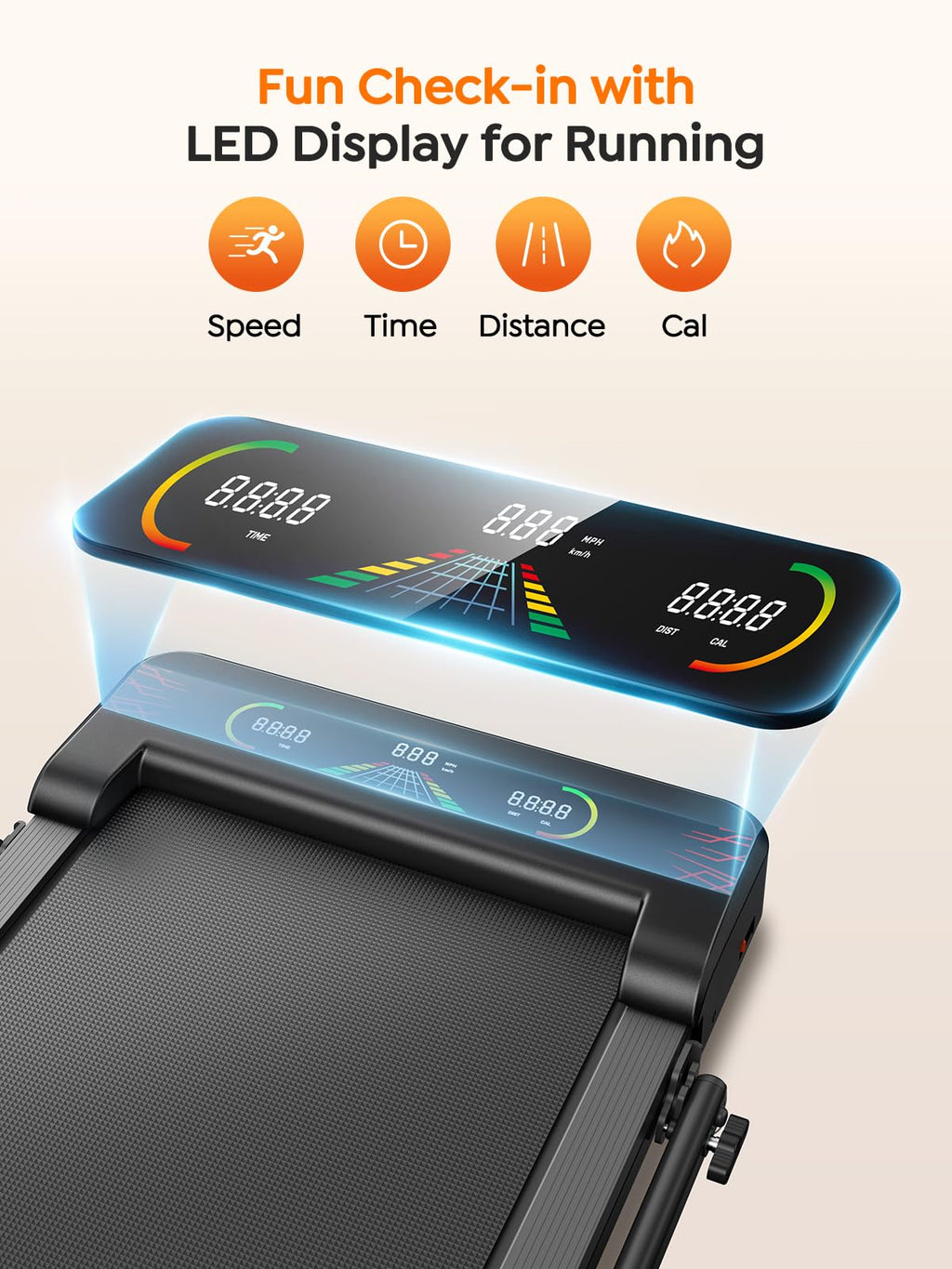 Foldable Treadmill with Incline and LED Display B414
