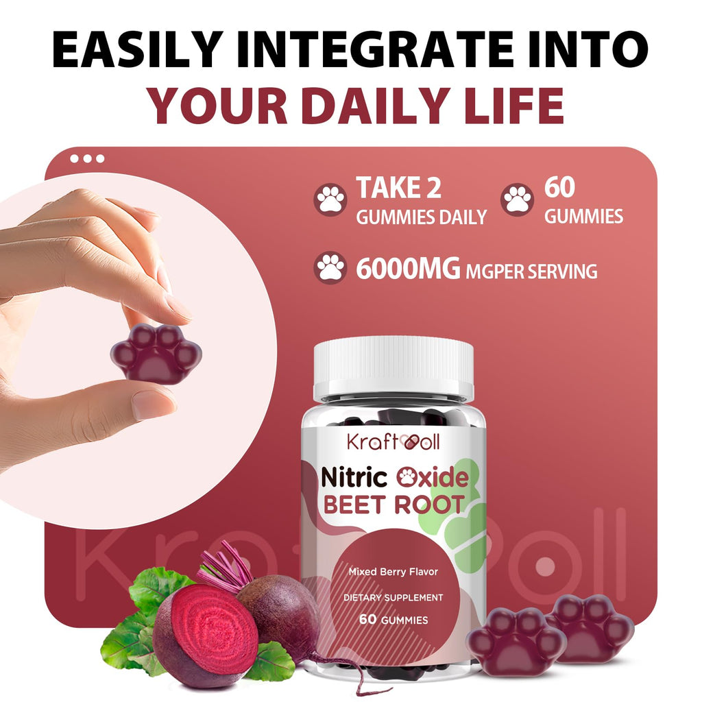 Beet Root Gummies 6000mg Mixed Berry Flavor 60 Gummies O945160