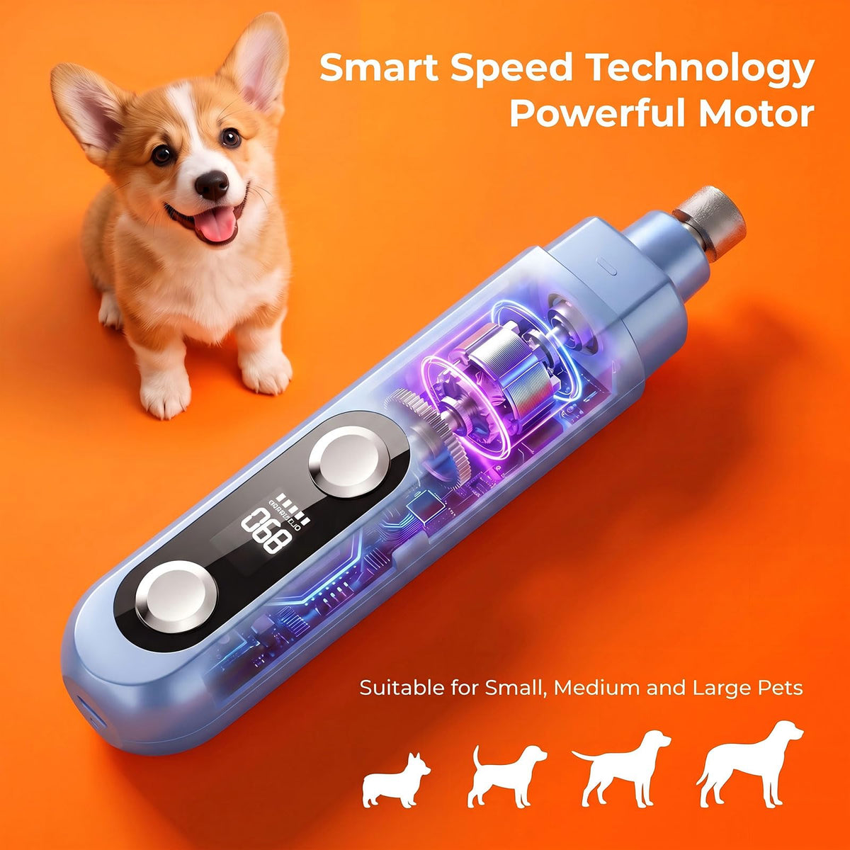 5-Speed Ultra Quiet Dog Nail Grinder with LED Light F312095