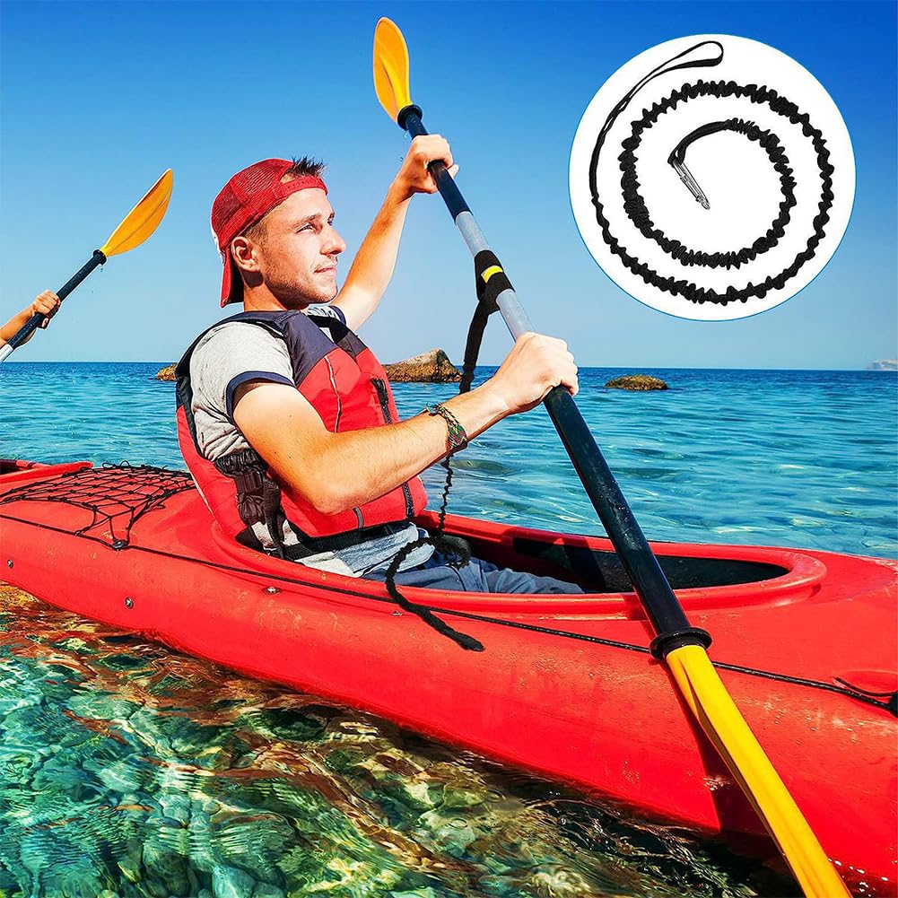 2 Pack Stretchable Kayak Paddle Leash with Carabiner D9976