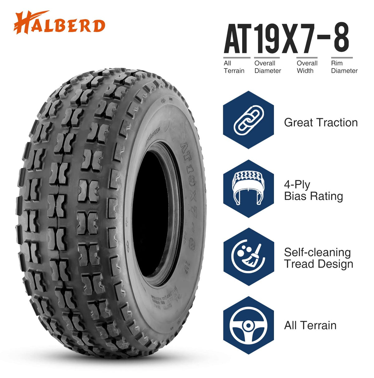 19x7-8 ATV Tires Set of 2 Tubeless All Terrain K6500