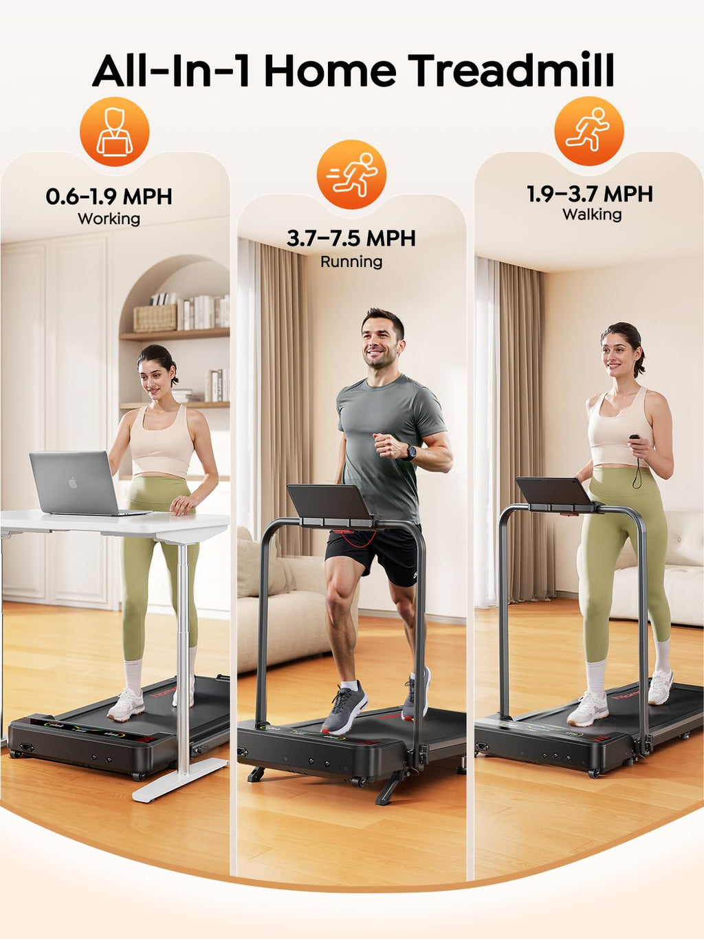 Foldable Treadmill with Incline and LED Display B414