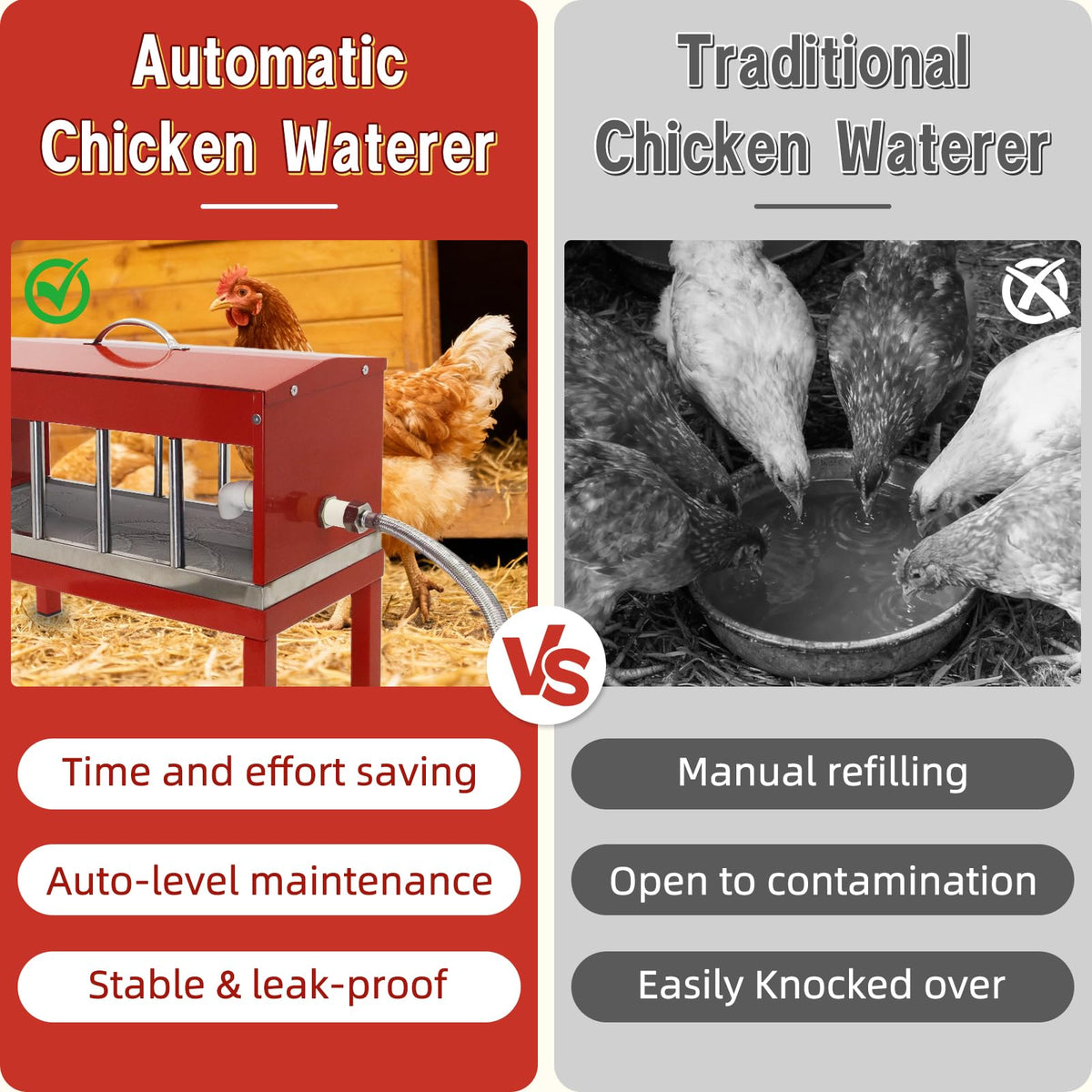 Automatic Chicken Waterer with Detachable Legs R493689