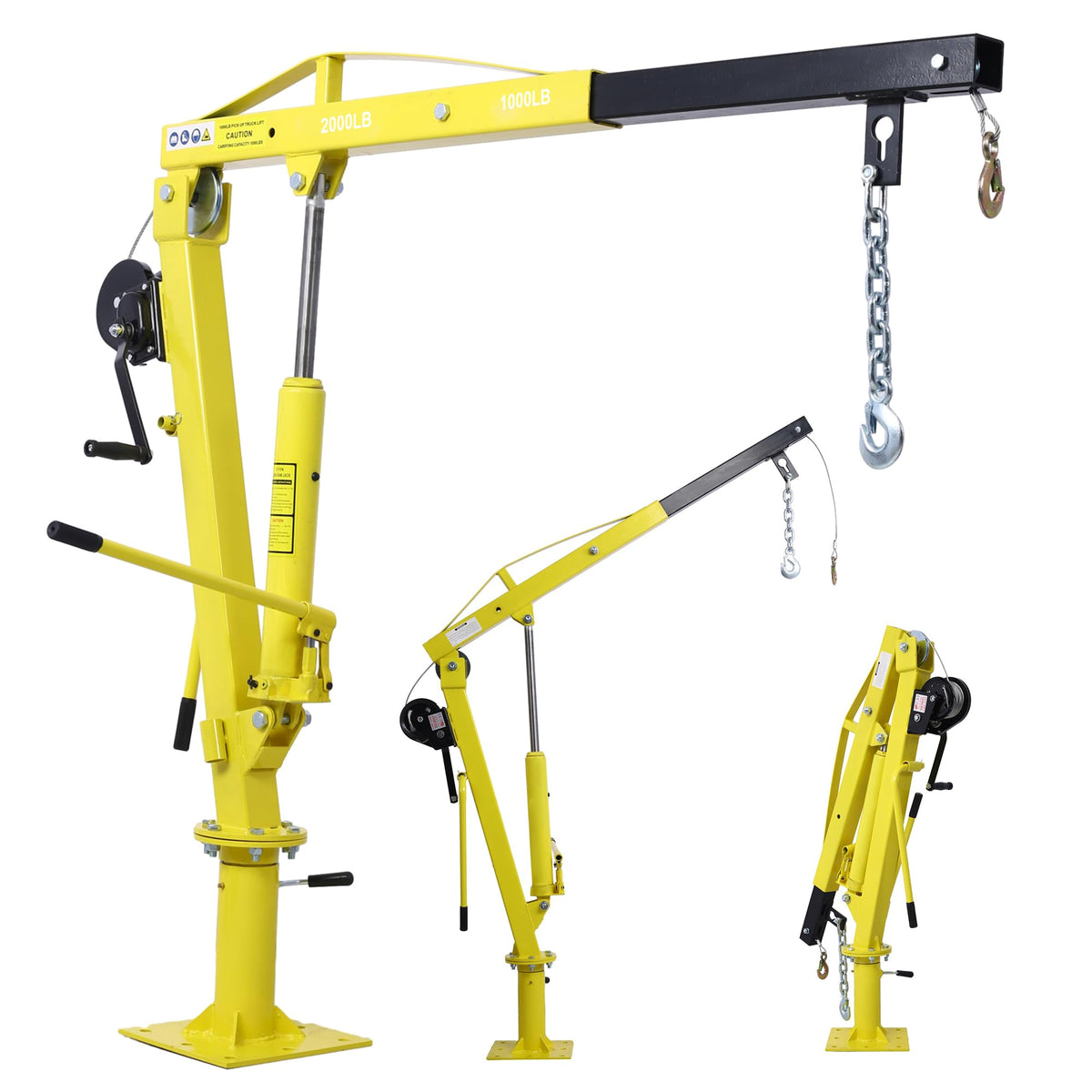 2000 lbs Folding Truck Crane with Hydraulic Winch J67245
