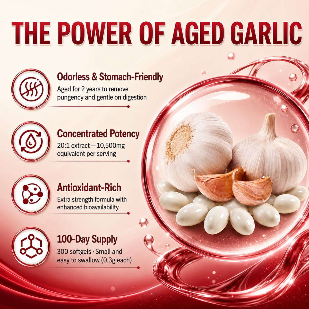 Aged Garlic Extract Supplements, 300 Softgels T29651