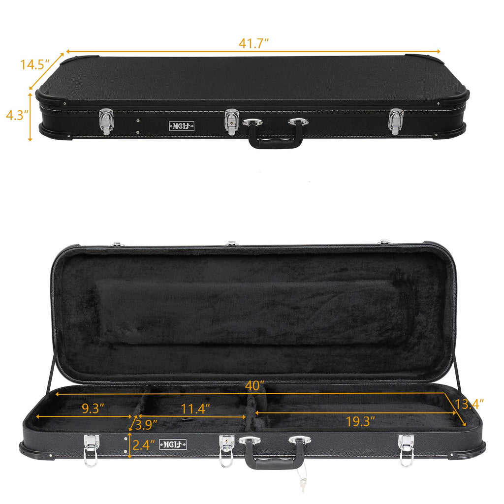 Black Electric Guitar Wood Hard Case with Handle G96454