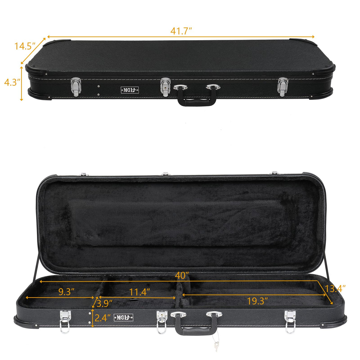Black Electric Guitar Wood Hard Case with Handle G96454