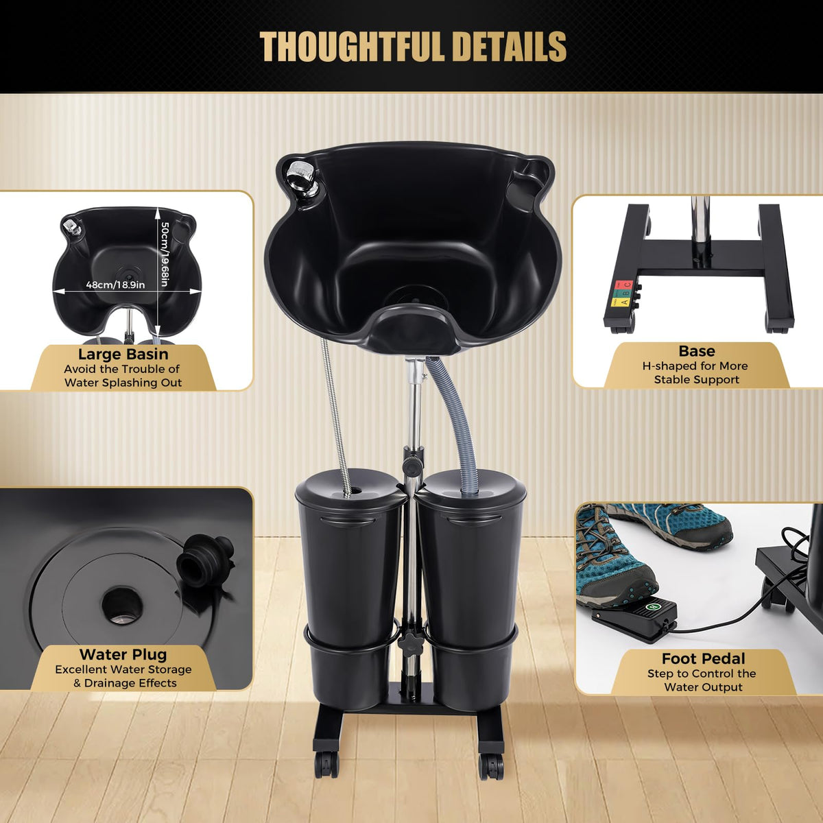 Portable Electric Pump Shampoo Bowl with 2 Buckets Z591