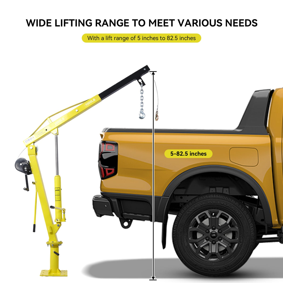 2000 lbs Folding Truck Crane with Hydraulic Winch J67245
