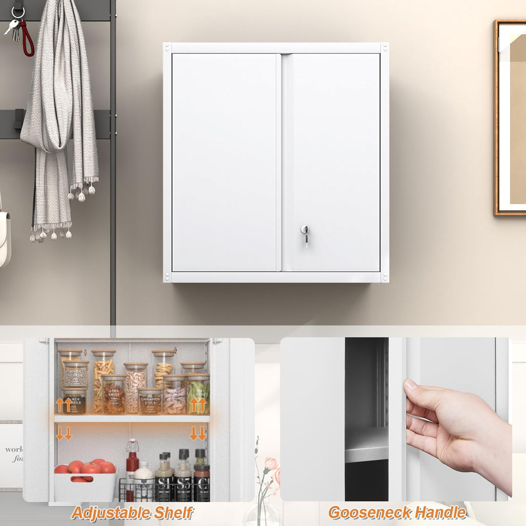 Metal Wall Mounted Storage Cabinet with Lock Y706626