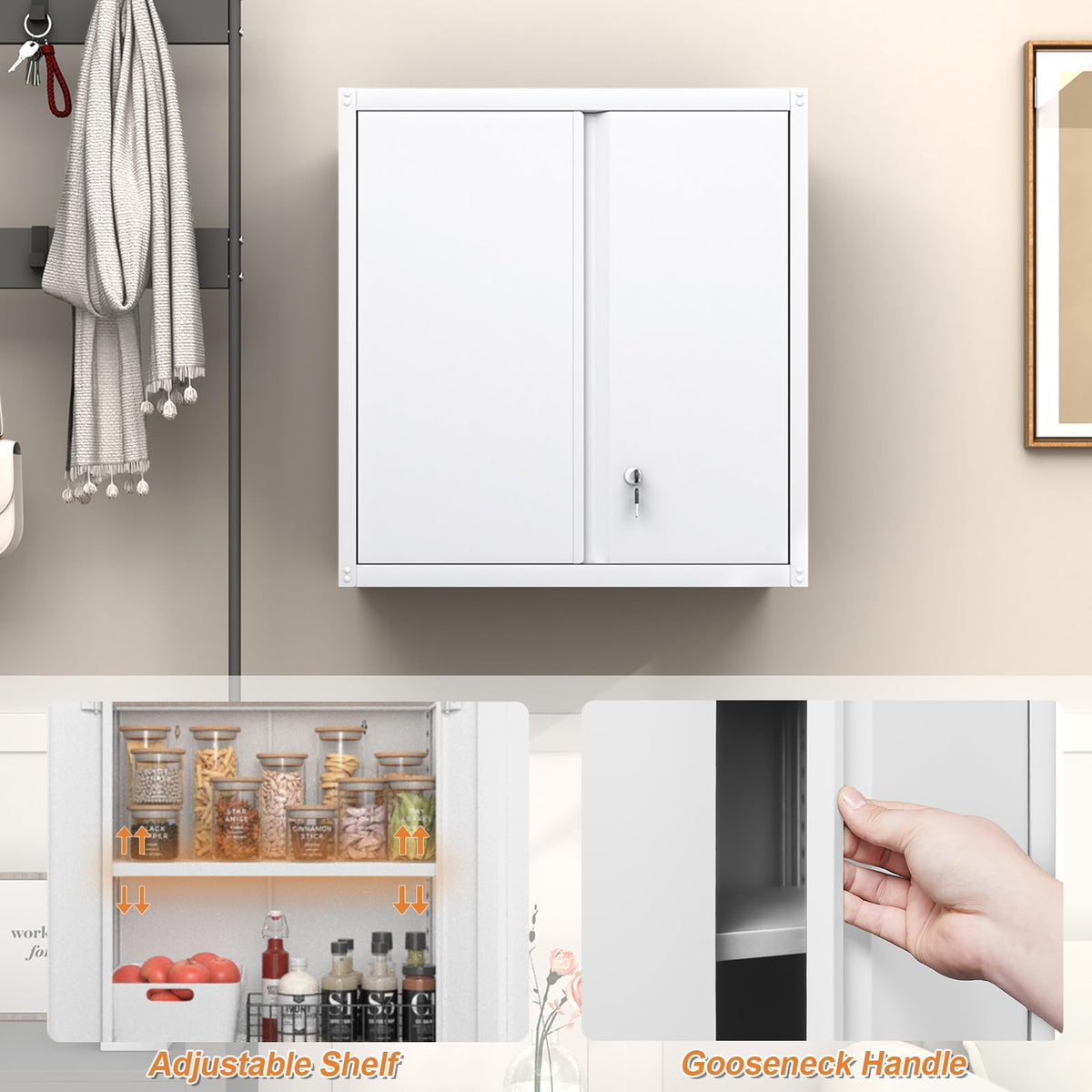 Metal Wall Mounted Storage Cabinet with Lock Y706626