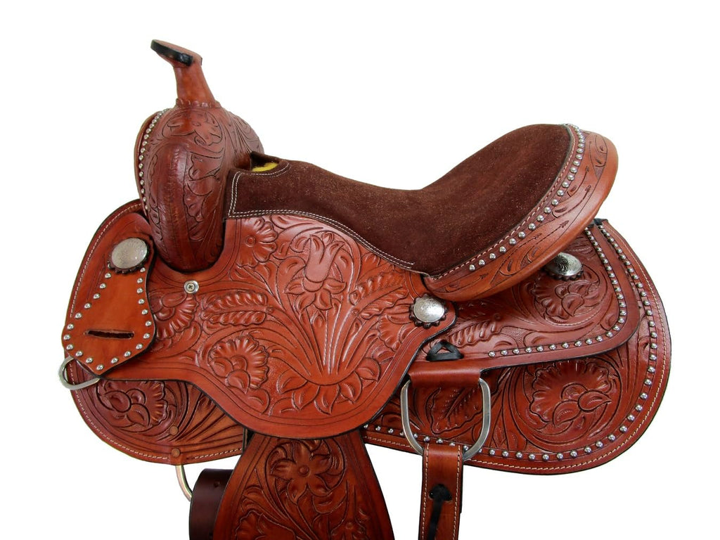 Tooled Leather Western Horse Saddle 15 16 17 18 G706