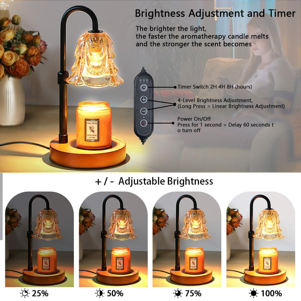 Candle Warmer Lamp with Timer Dimmer Adjustable Height Black B1234