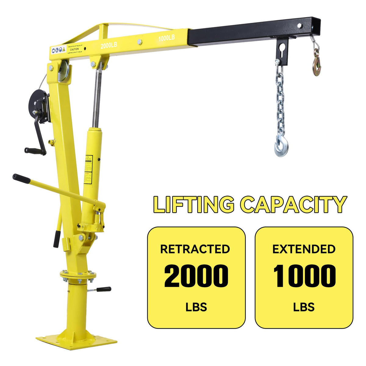 2000 lbs Folding Truck Crane with Hydraulic Winch J67245