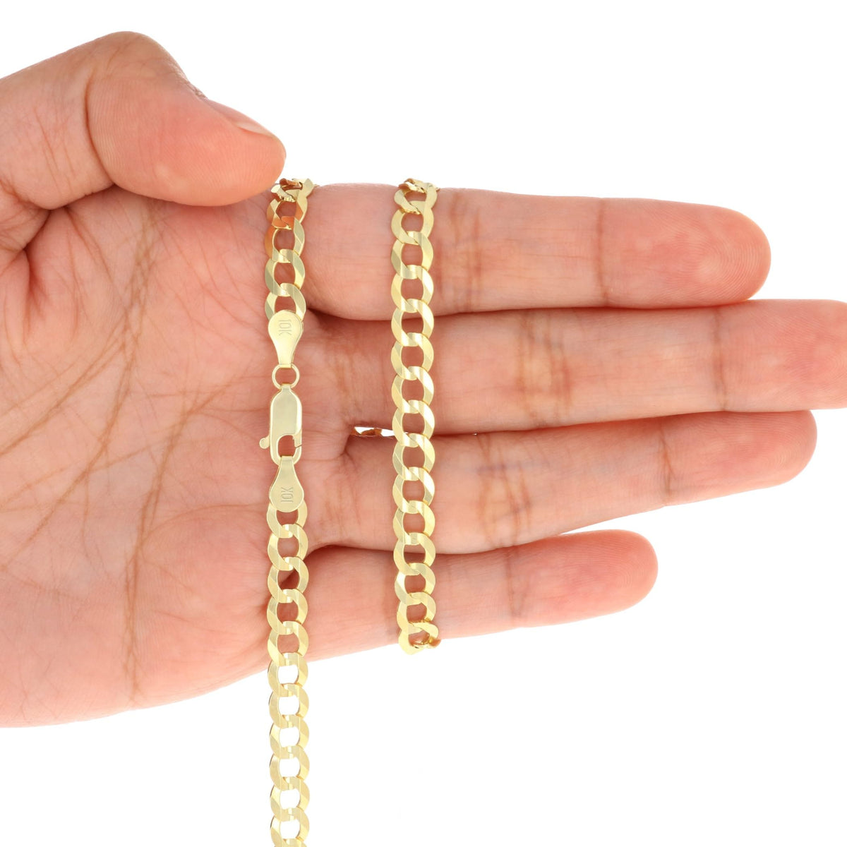 10k Yellow Gold Cuban Curb Link Chain Necklace E3907