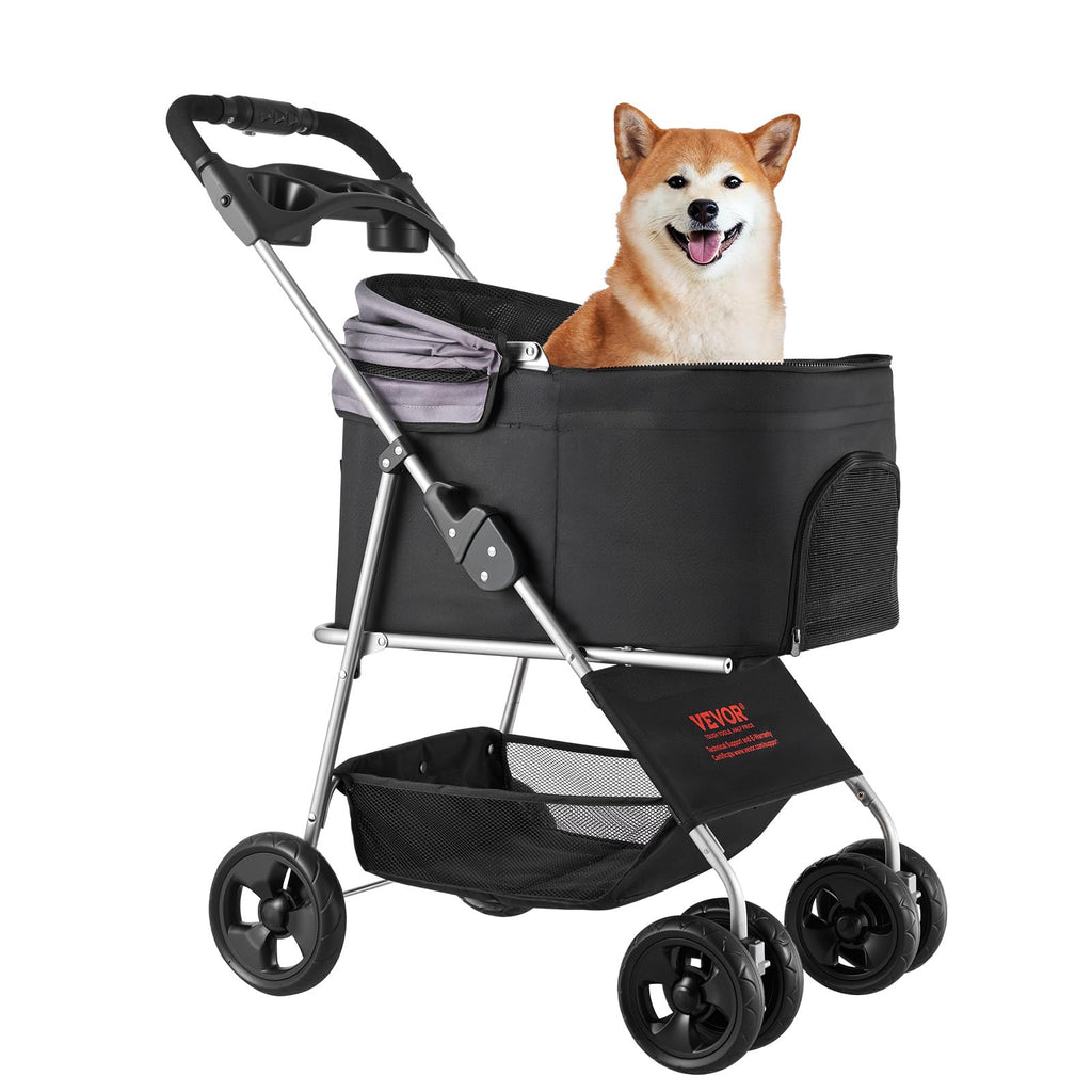 Foldable 4 Wheels Pet Stroller with Detachable Carrier F893411