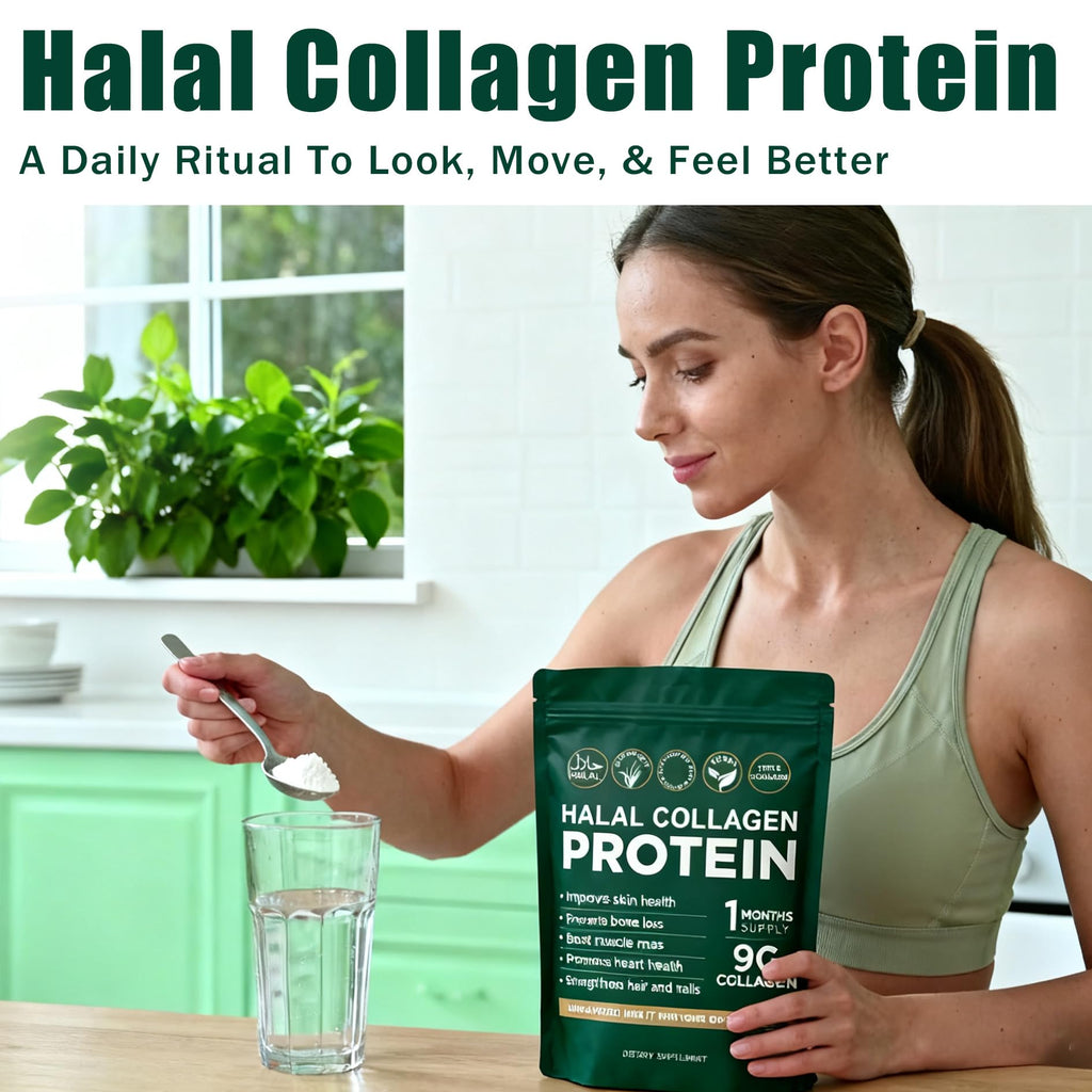 Halal Collagen Protein Powder, Grass Fed Organic Hydrolyzed Peptides, Unflavoured, 30 Servings I880256