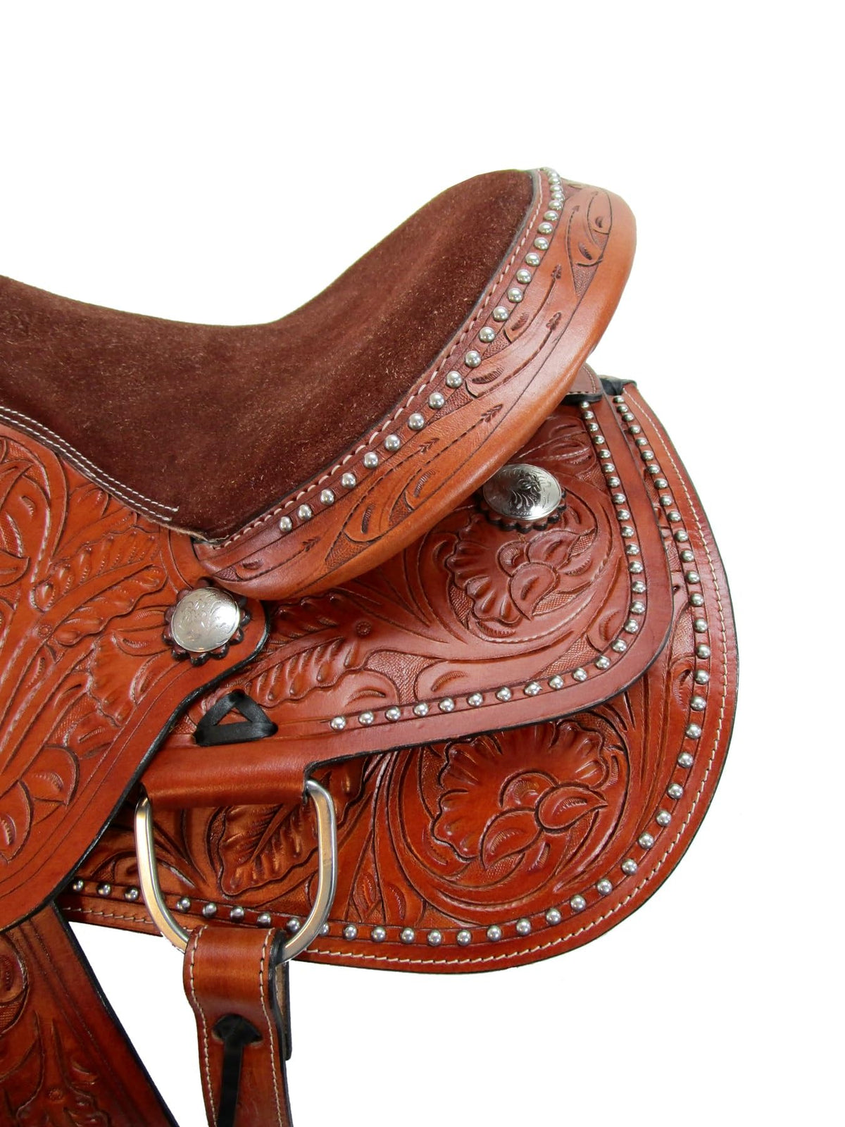 Tooled Leather Western Horse Saddle 15 16 17 18 G706