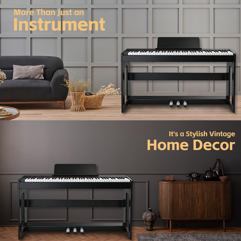 88 Key Weighted Digital Piano with Furniture Stand and Triple Pedal C95874