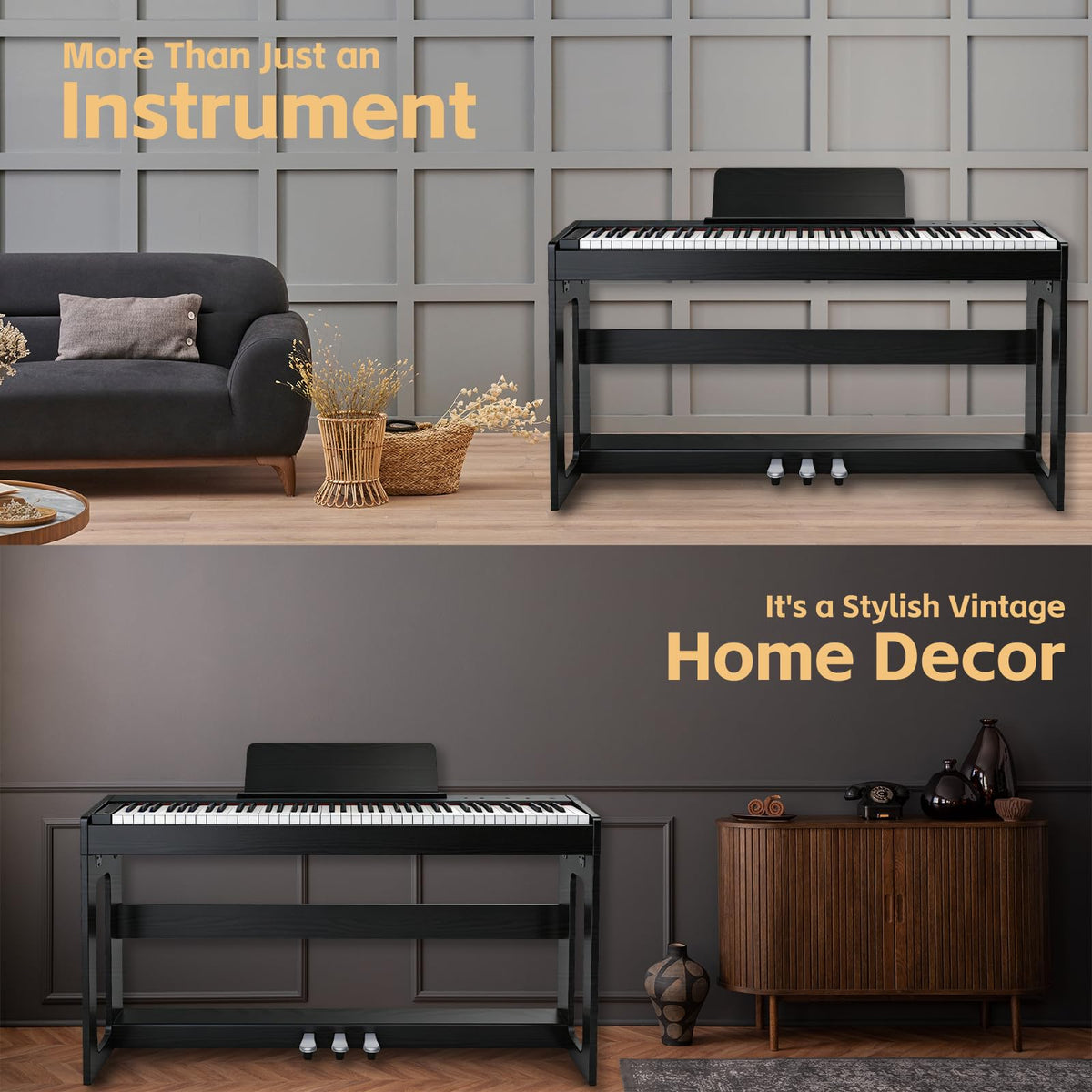 88 Key Weighted Digital Piano with Furniture Stand and Triple Pedal C95874