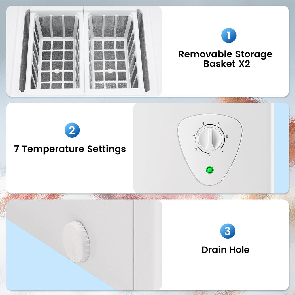 White 2.2 Cu Ft Chest Freezer with Storage Baskets C59023