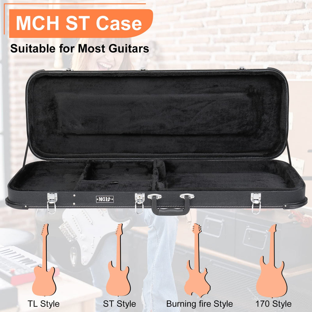 Black Electric Guitar Wood Hard Case with Handle G96454