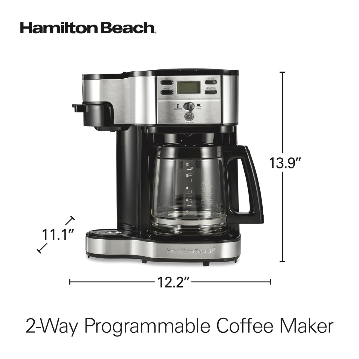 2-Way Coffee Maker, Single-Serve and 12-Cup Pot, Black/Stainless Steel M90680