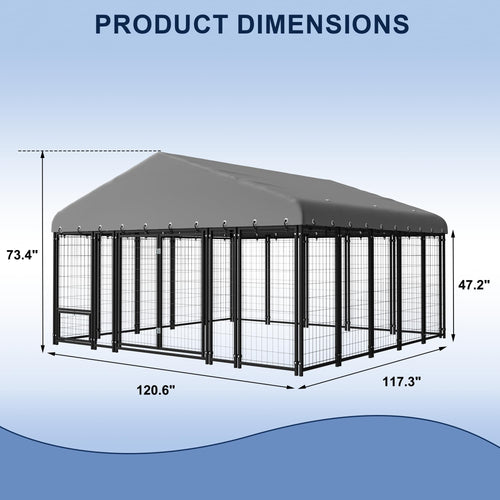10X10FT Double Door Dog Kennel with Roof J738