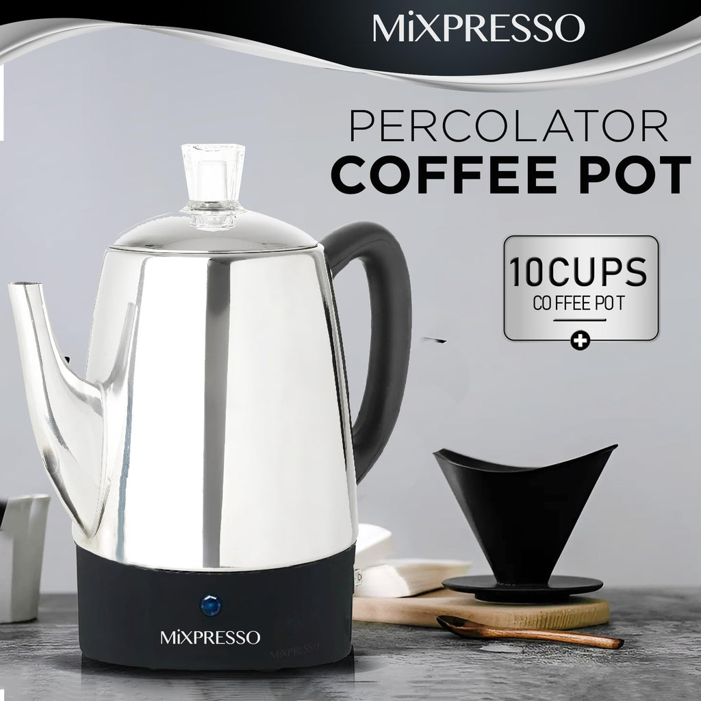 10 Cup Stainless Steel Electric Percolator Coffee Pot N6287