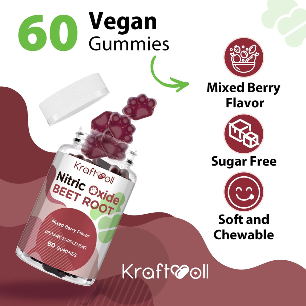 Beet Root Gummies 6000mg Mixed Berry Flavor 60 Gummies O945160