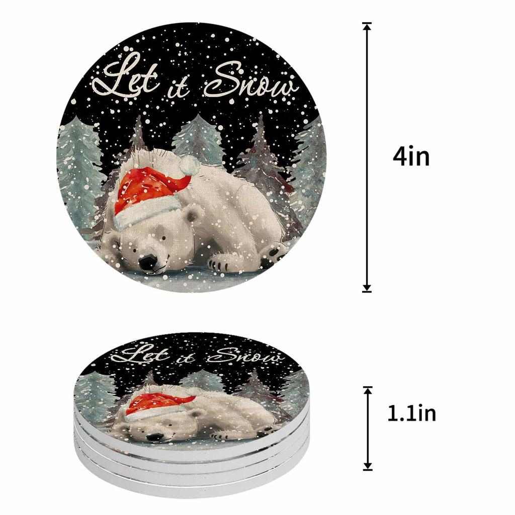 Set of 4 Absorbent Ceramic Stone Coasters with Holder Z15895