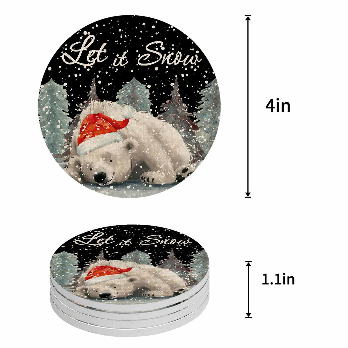 Set of 4 Absorbent Ceramic Stone Coasters with Holder Z15895