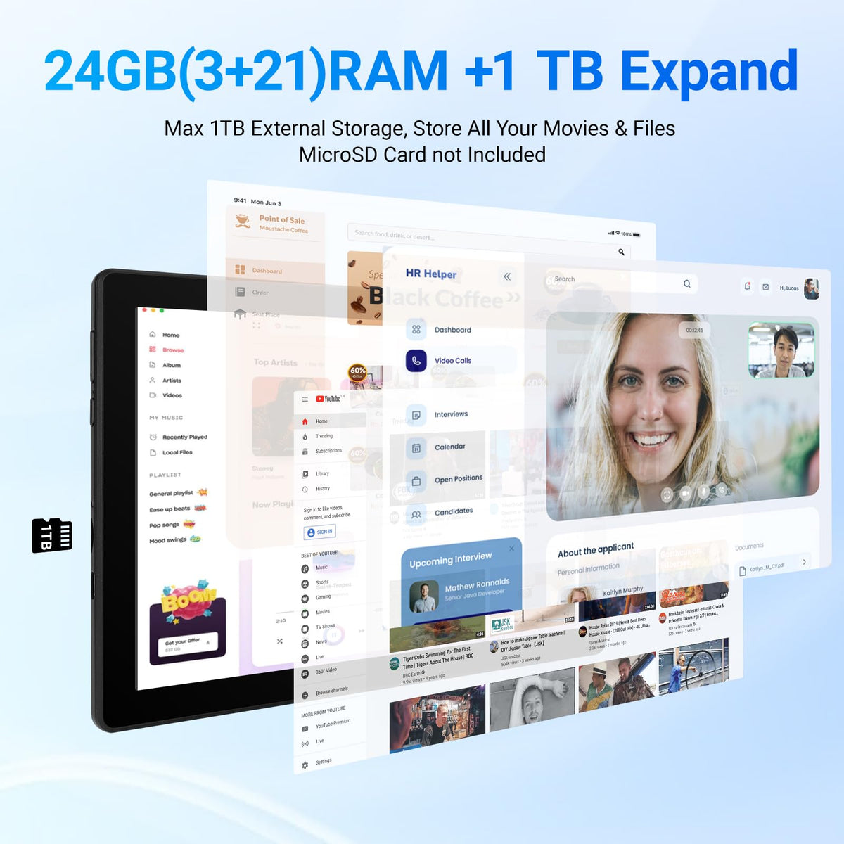 10.1" Android Tablet 24GB RAM 64GB ROM 6000mAh N2187