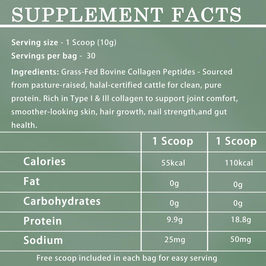 Halal Collagen Protein Powder, Grass Fed Organic Hydrolyzed Peptides, Unflavoured, 30 Servings I880256