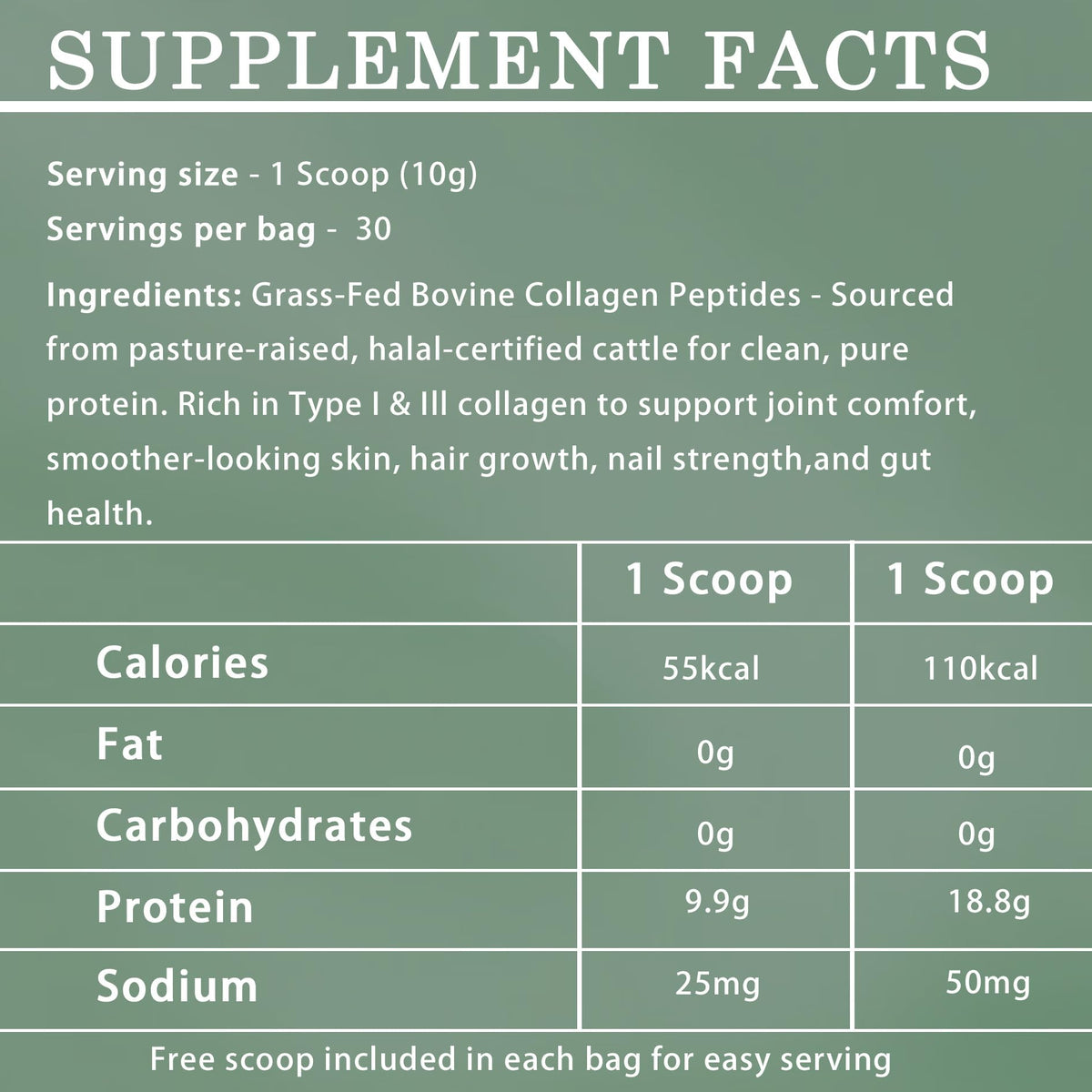 Halal Collagen Protein Powder, Grass Fed Organic Hydrolyzed Peptides, Unflavoured, 30 Servings I880256