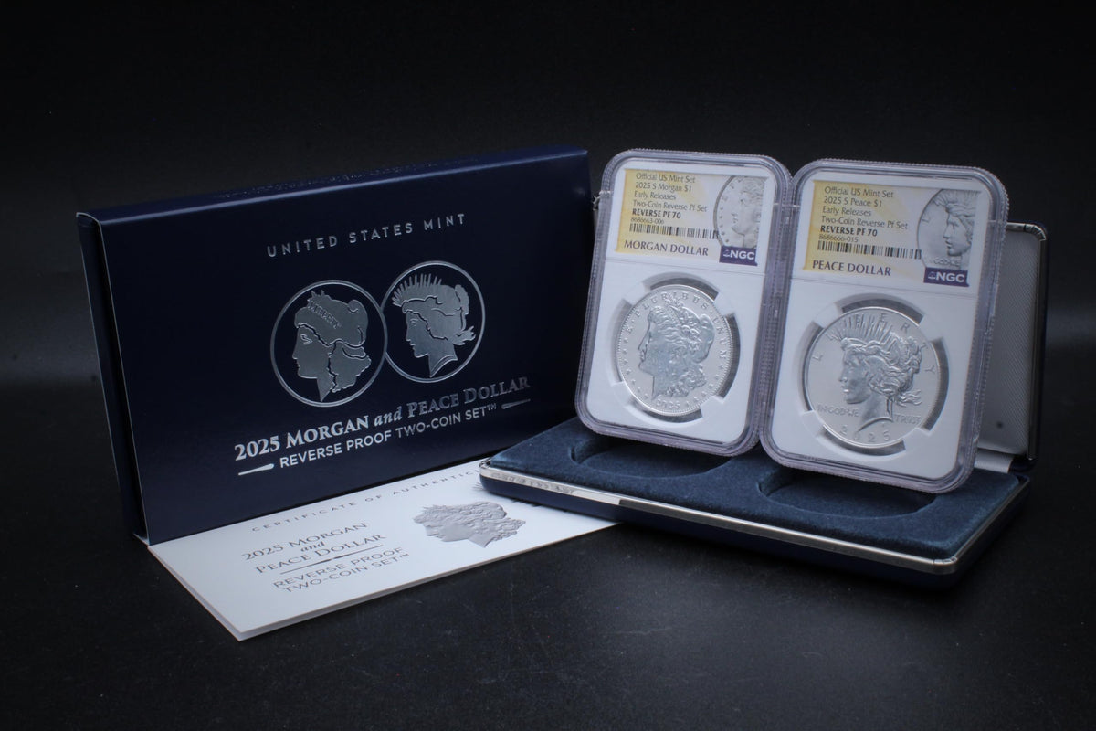 Set of 2 American Silver Morgan and Peace Dollar R684