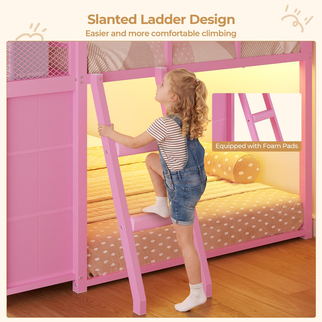 Twin Over Twin Bunk Bed with 8 Drawers & Bookshelf D17288