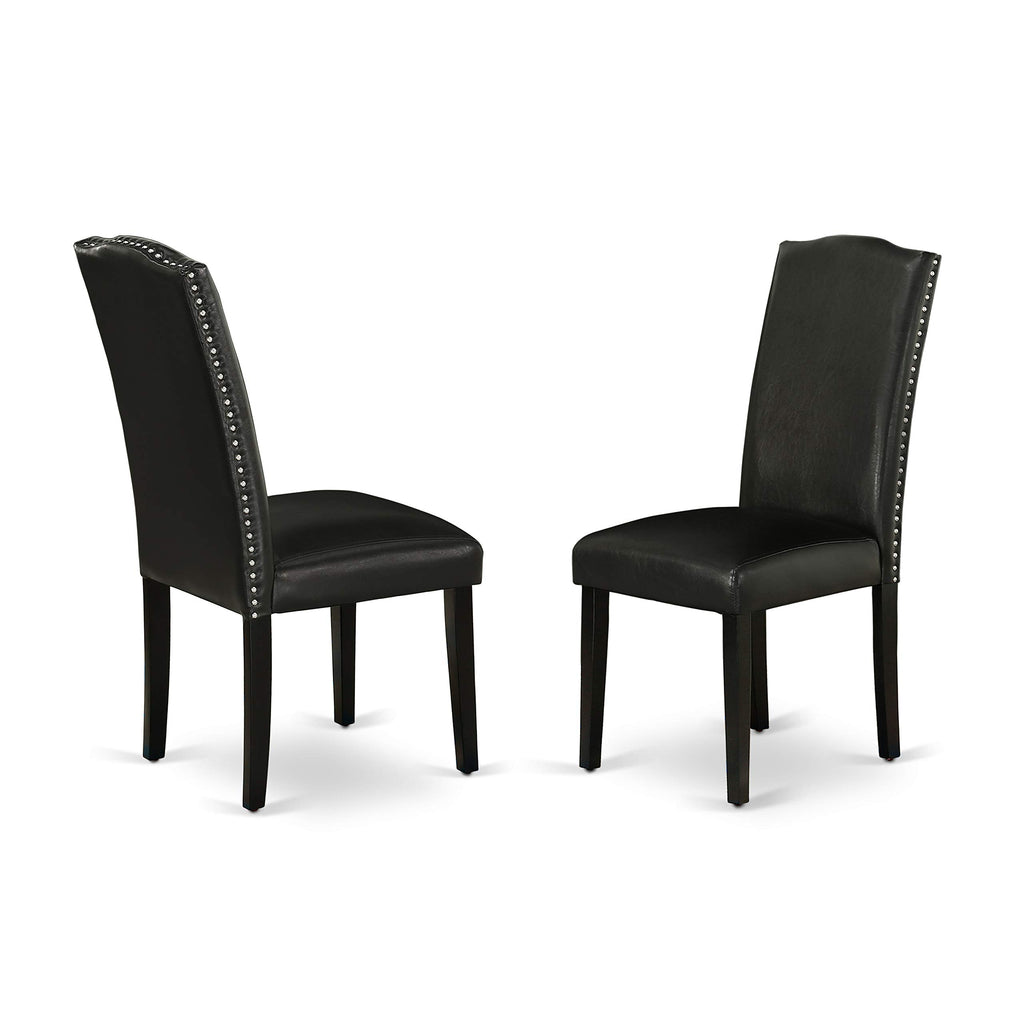 5 Piece Round Dining Table Set with 4 Black Faux Leather Chairs Y272