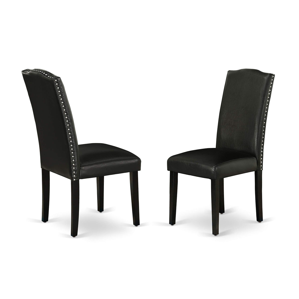 5 Piece Round Dining Table Set with 4 Black Faux Leather Chairs Y272