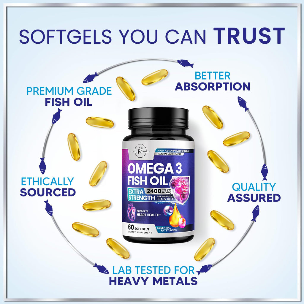 2400mg Omega 3 Fish Oil Softgels Q914