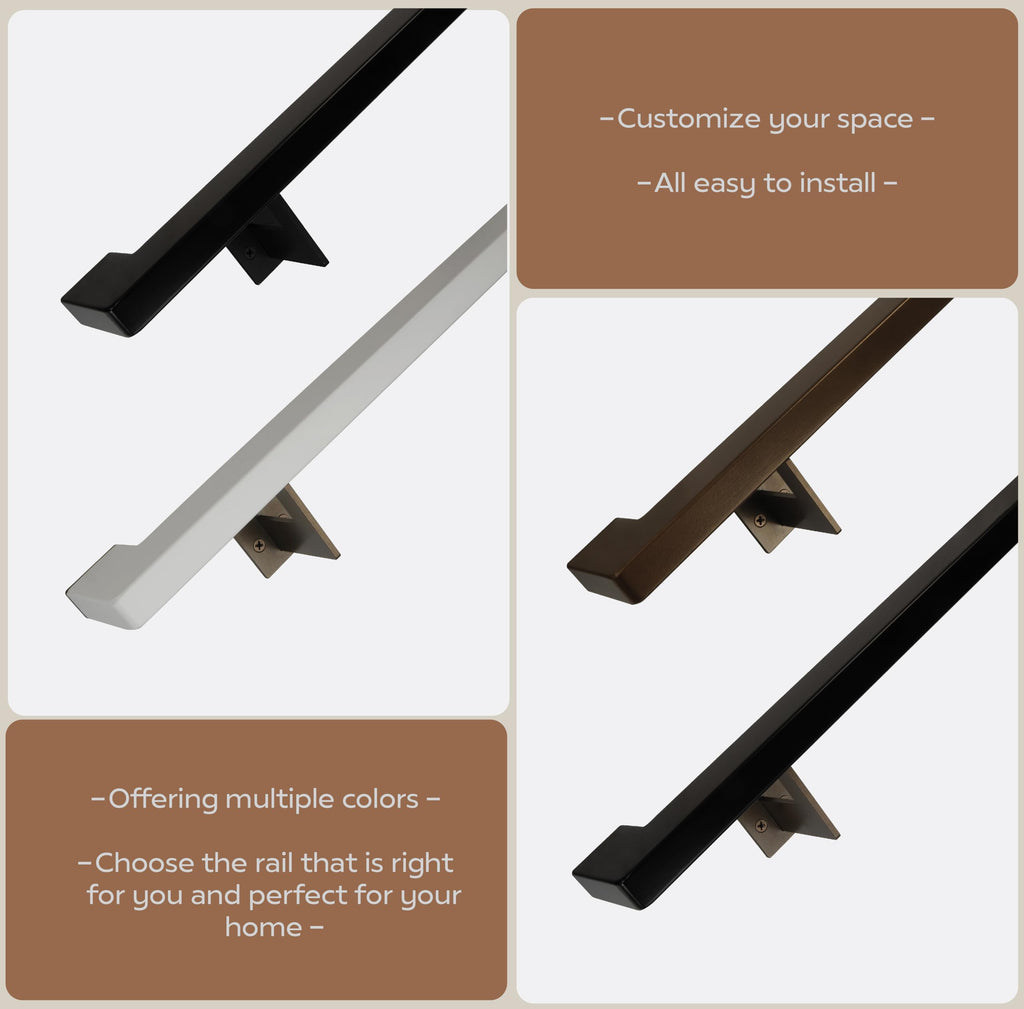 Black 5 Foot Aluminum Handrail Grab Bar Set G48878