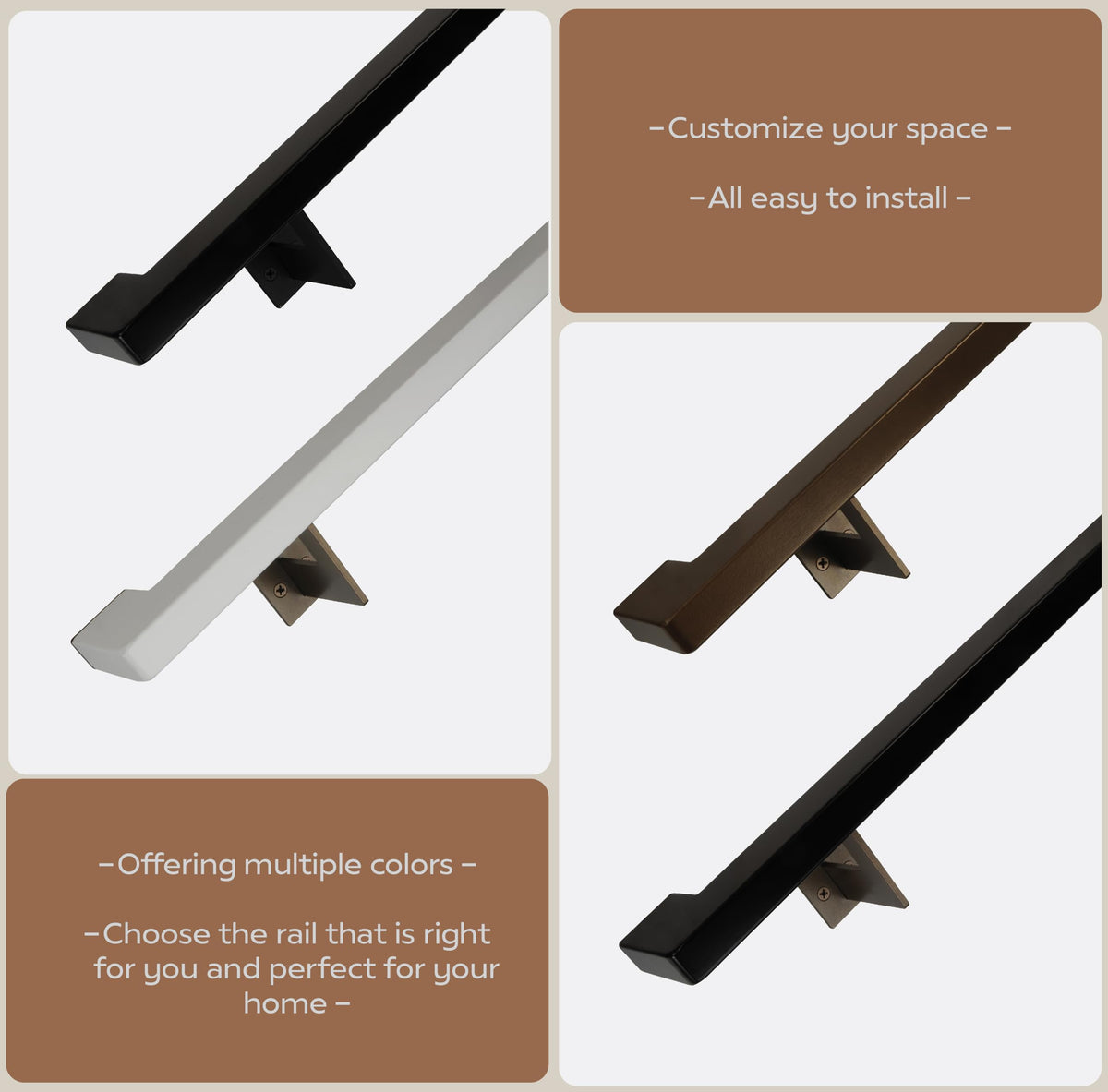 Black 5 Foot Aluminum Handrail Grab Bar Set G48878