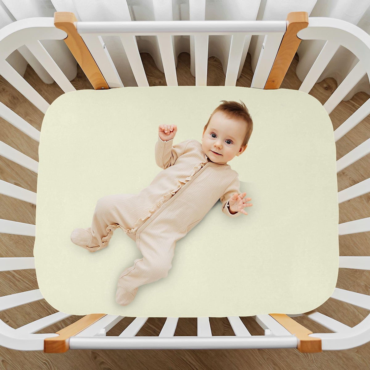 Light Yellow Fitted Crib Sheet Microfiber D58160