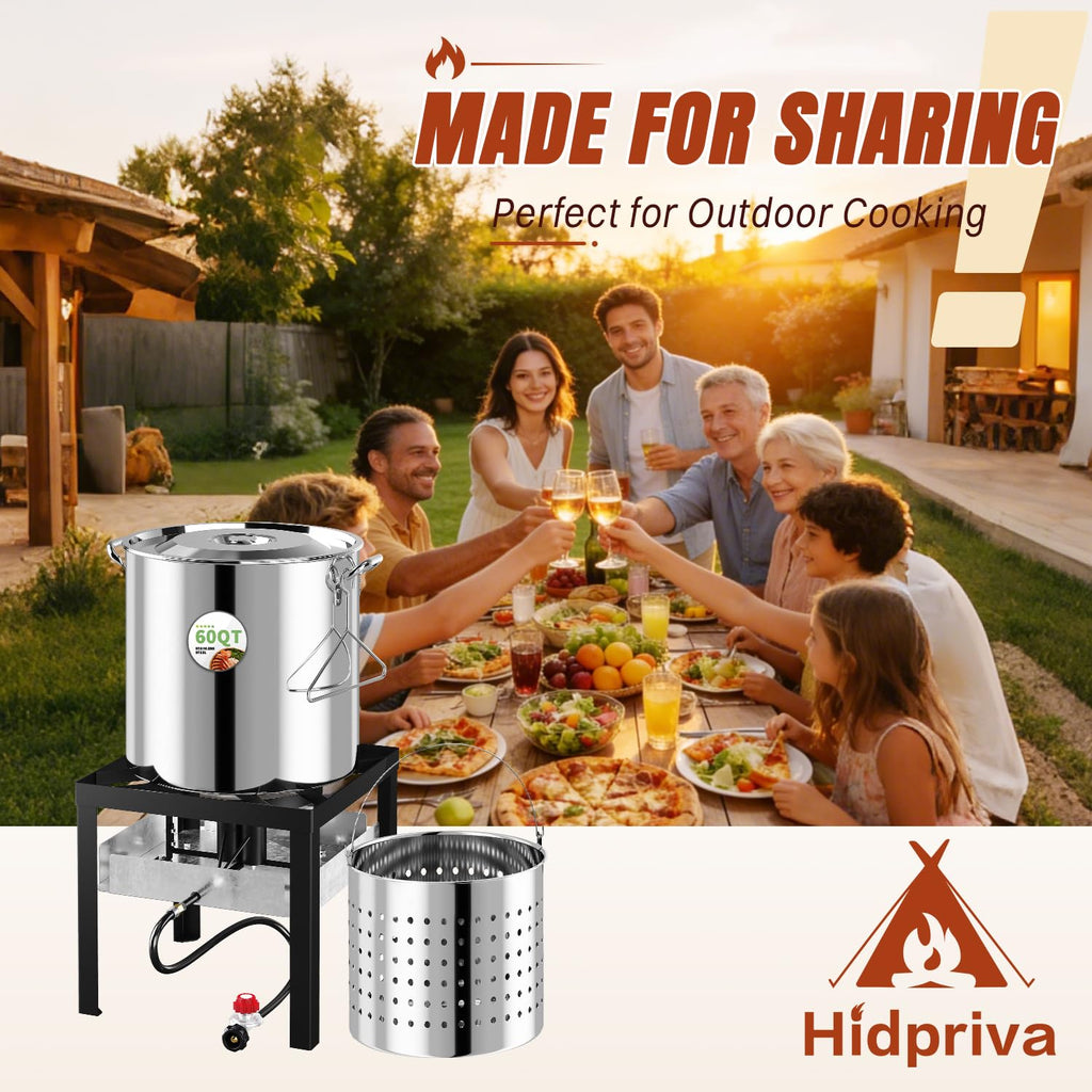 Stainless Steel 60QT Crawfish Boiler with Cover & Skimmer Z13876