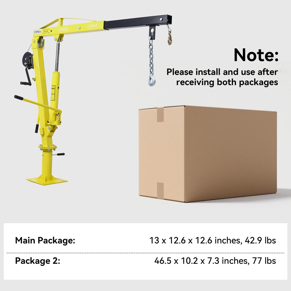 2000 lbs Folding Truck Crane with Hydraulic Winch J67245